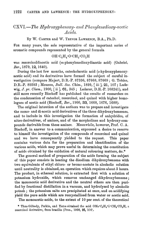 CXVI.—The hydroxyphenoxy- and phenylenedioxy-acetic acids