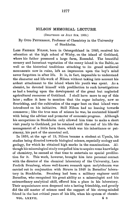 Nilson Memorial Lecture