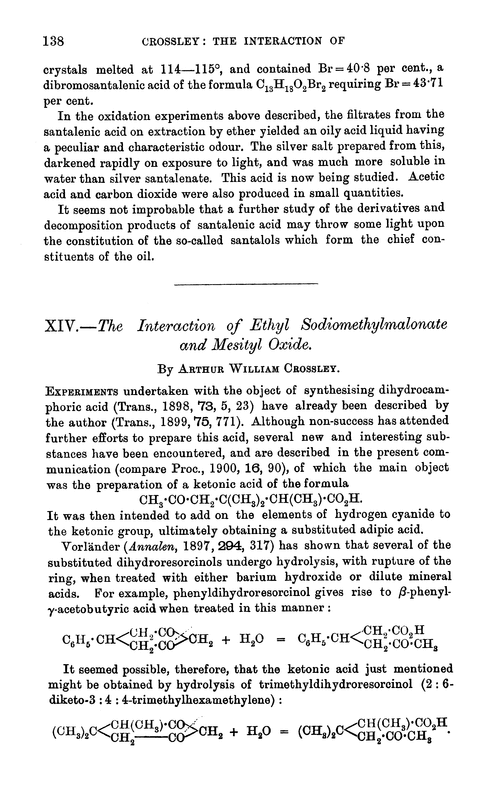 XIV.—The interaction of ethyl sodiomethylmalonate and mesityl oxide
