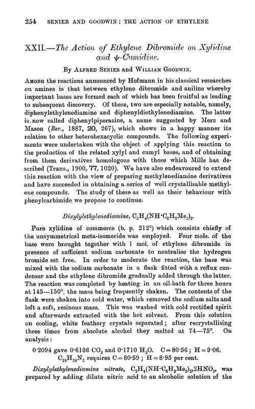 XXII.—The action of ethylene dibromide on xylidine and Ψ-cumidine