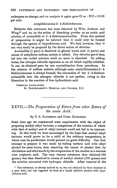 XXVII.—The preparation of esters from other esters of the same acid