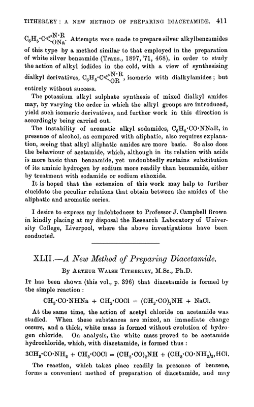 XLII.—A new method of preparing diacetamide