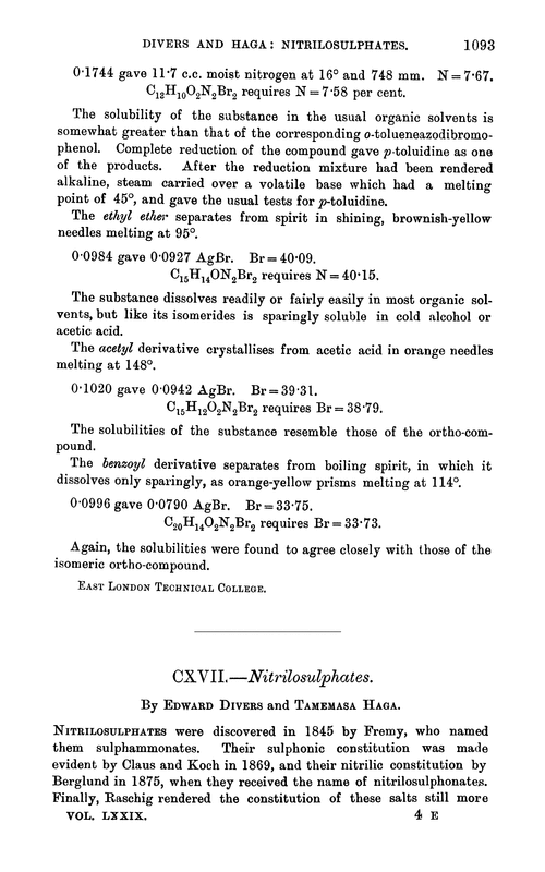 CXVII.—Nitrilosulphates