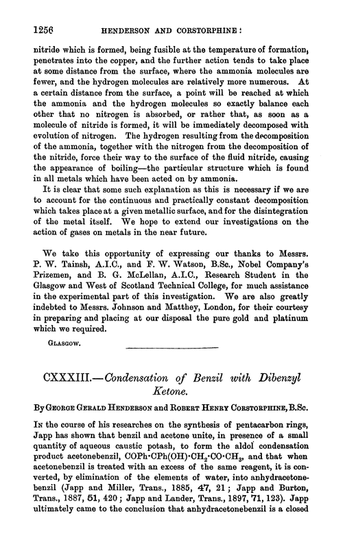 CXXXIII.—Condensation of benzil with dibenzyl ketone