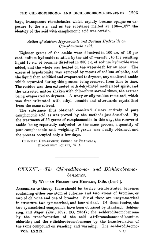 CXXXVI.—The chlorodibromo- and dichlorobromobenzenes