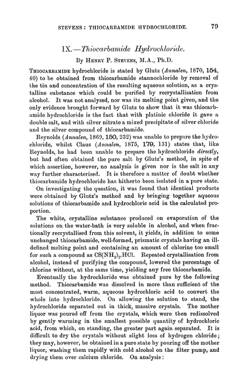 IX.—Thiocarbamide hydrochloride