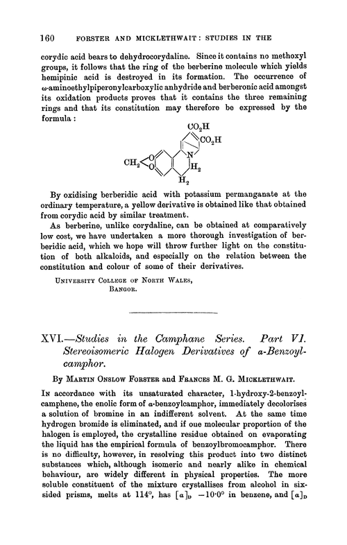 XVI.—Studies in the camphane series. Part VI. Stereoisomeric halogen derivatives of α-benzoylcamphor