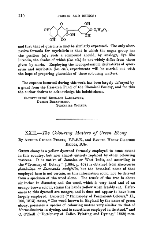 XXII.—The colouring matters of green ebony