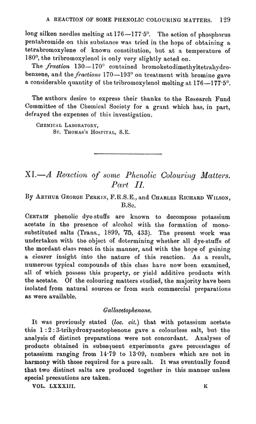 XI.—A reaction of some phenolic colouring matters. Part II