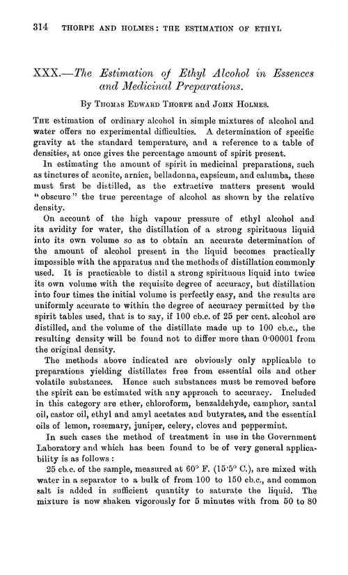 XXX.—The estimation of ethyl alcohol in essences and medicinal preparations