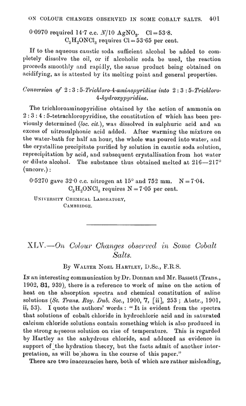 XLV.—On colour changes observed in some cobalt salts