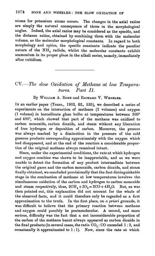 CV.—The slow oxidation of methane at low temperatures. Part II