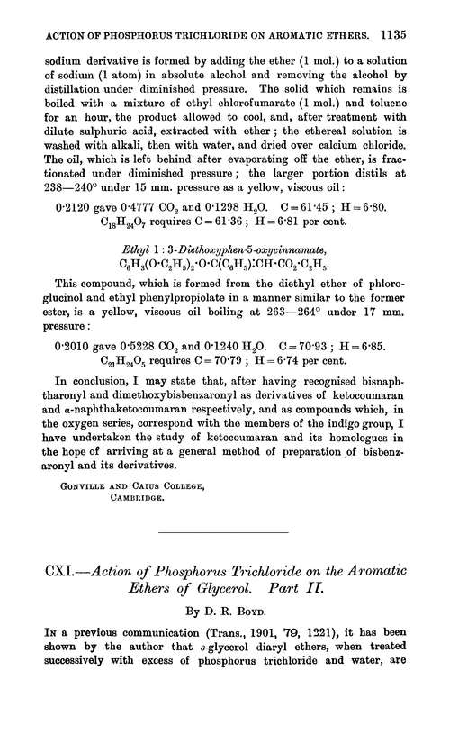CXI.—Action of phosphorus trichloride on the aromatic ethers of glycerol. Part II