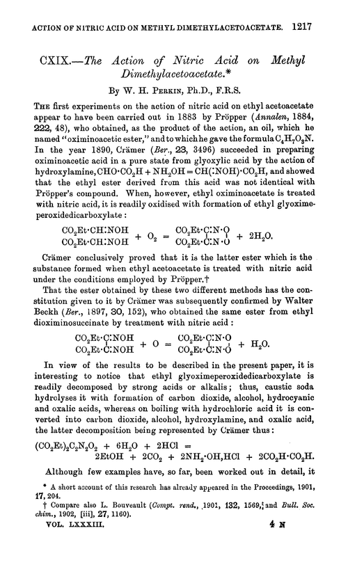 CXIX.—The action of nitric acid on methyl dimethylacetoacetate