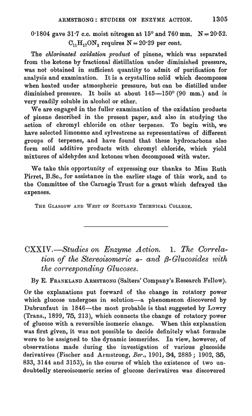 CXXIV.—Studies on enzyme action. 1. The correlation of the stereoisomeric α- and β-glucosides with the corresponding glucoses