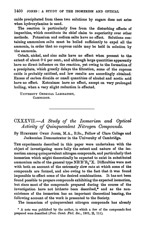 CXXXVII.—A study of the isomerism and optical activity of quinquevalent nitrogen compounds