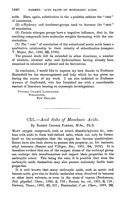 CXL.—Acid salts of monobasic acids