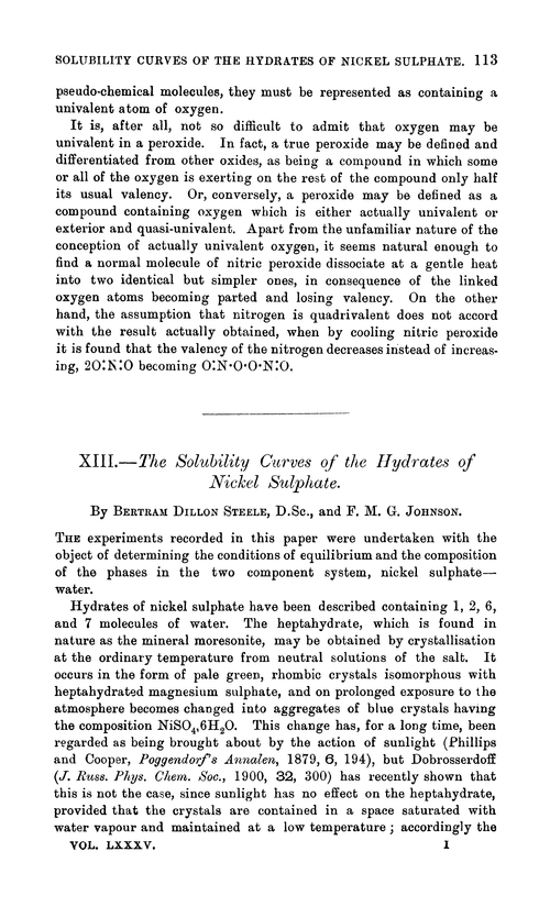 XIII.—The solubility curves of the hydrates of nickel sulphate