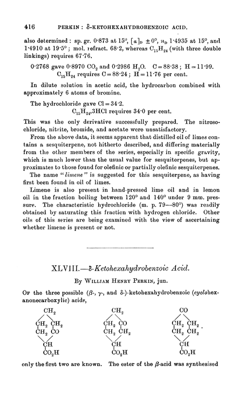 XLVIII.—δ-Ketohexahydrobenzoic acid