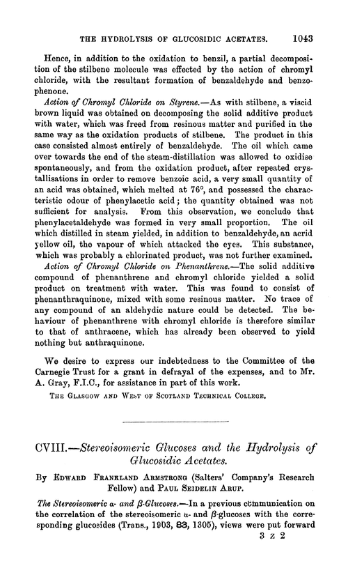 CVIII.—Stereoisomeric glucoses and the hydrolysis of glucosidic acetates