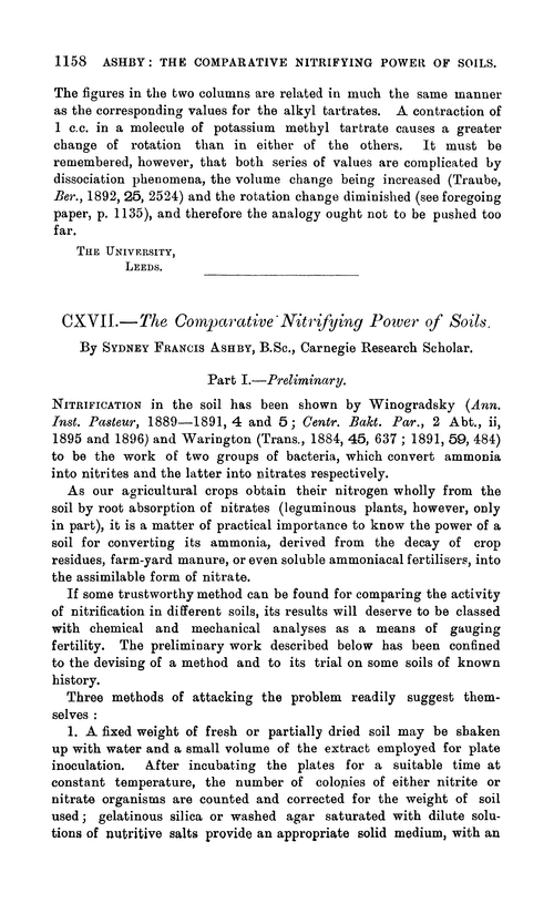 CXVII.—The comparative nitrifying power of soils