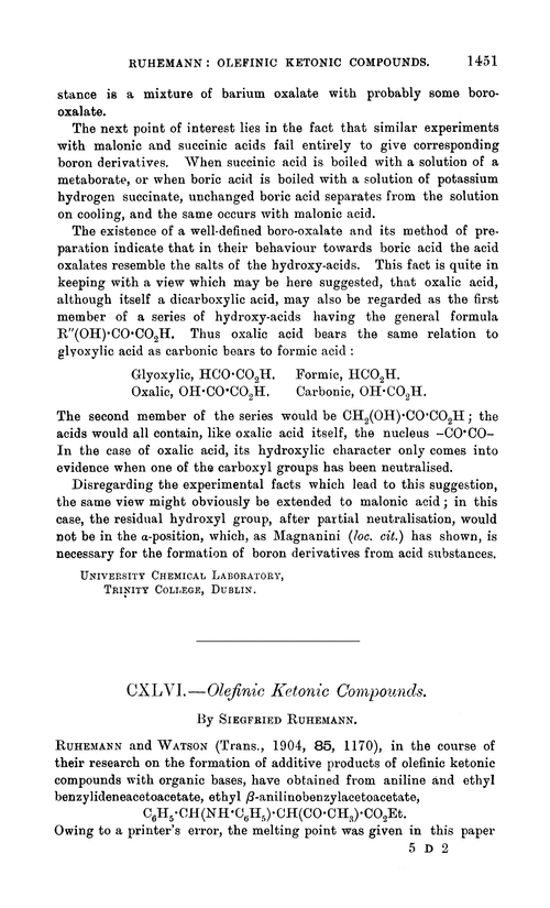 CXLVI.—Olefinic ketonic compounds
