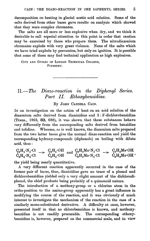 II.—The diazo-reaction in the diphenyl series. Part II. Ethoxybenzidine
