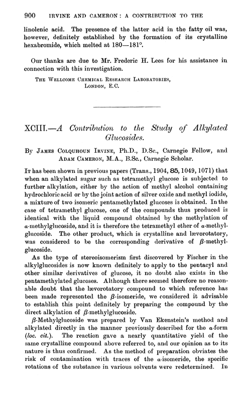 XCIII.—A contribution to the study of alkylated glucosides