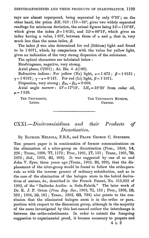 CXXI.—Dinitroanisidines and their products of diazotisation