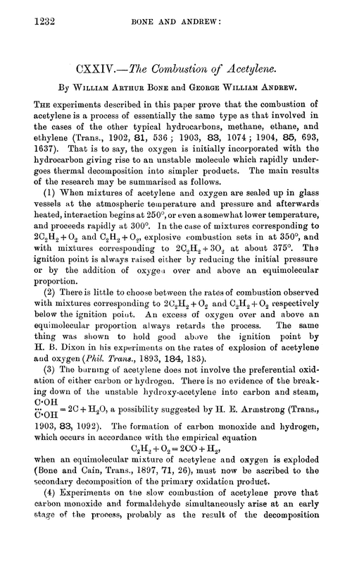 CXXIV.—The combustion of acetylene