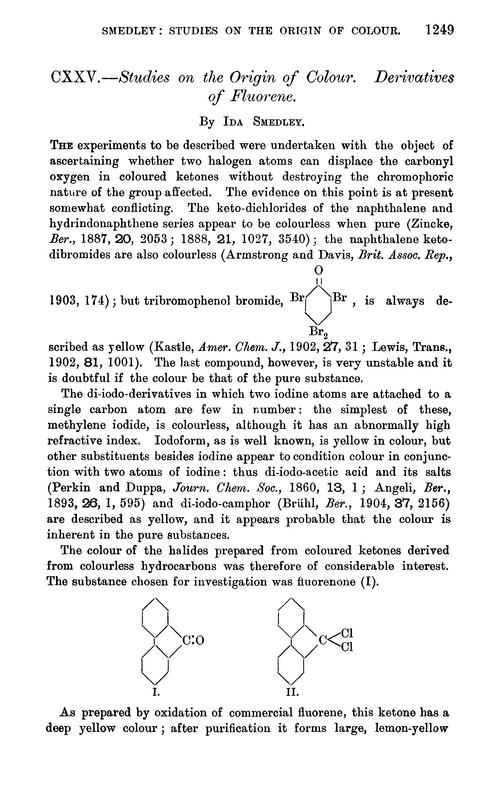 CXXV.—Studies on the origin of colour. Derivatives of fluorene