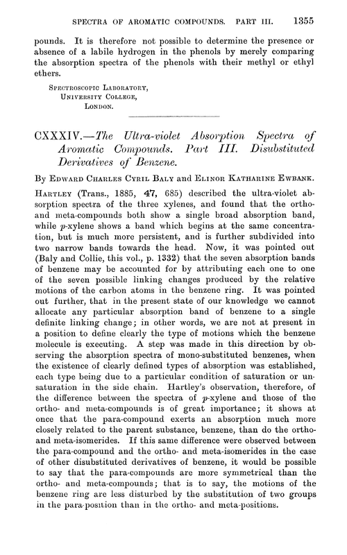 CXXXIV.—The ultra-violet absorption spectra of aromatic compounds. Part III. Disubstituted derivatives of benzene