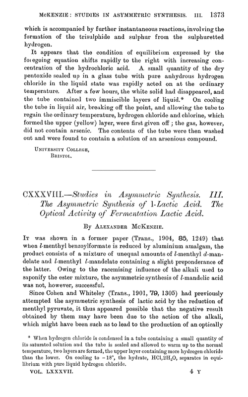 CXXXVIII.—Studies in asymmetric synthesis. III. The asymmetric synthesis of l-lactic acid. The optical activity of fermentation lactic acid