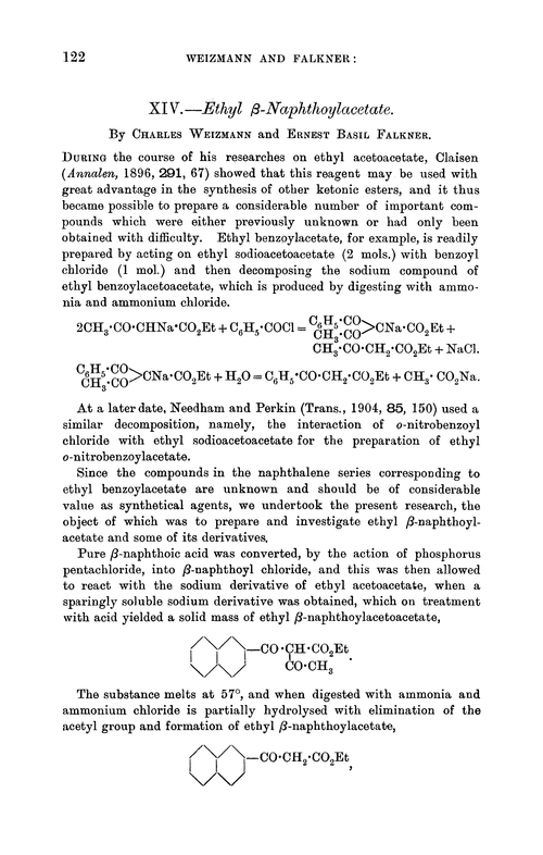 XIV.—Ethyl β-naphthoylacetate