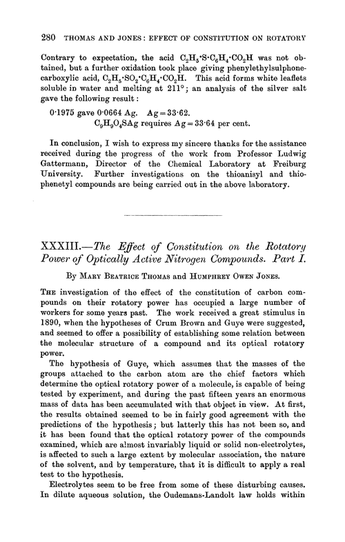 XXXIII.—The effect of constitution on the rotatory power of optically active nitrogen compounds. Part I