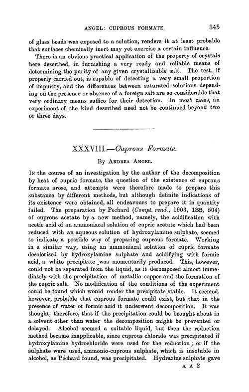 XXXVIII.—Cuprous formate