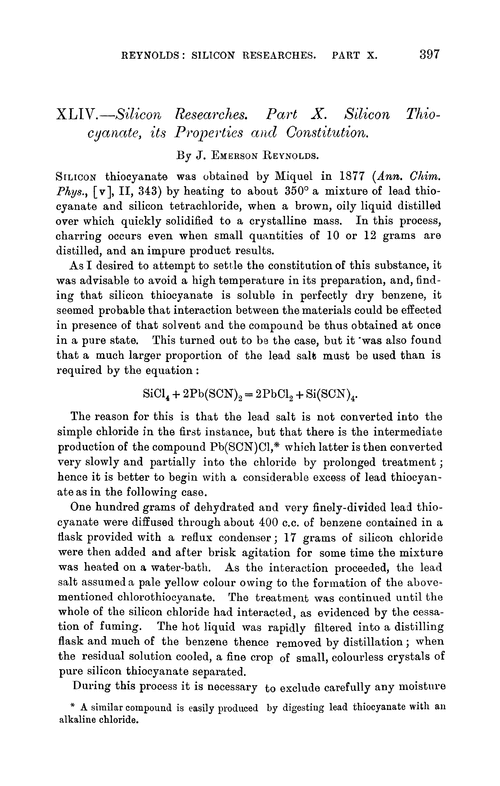 XLIV.—Silicon researches. Part X. Silicon thiocyanate, its properties and constitution