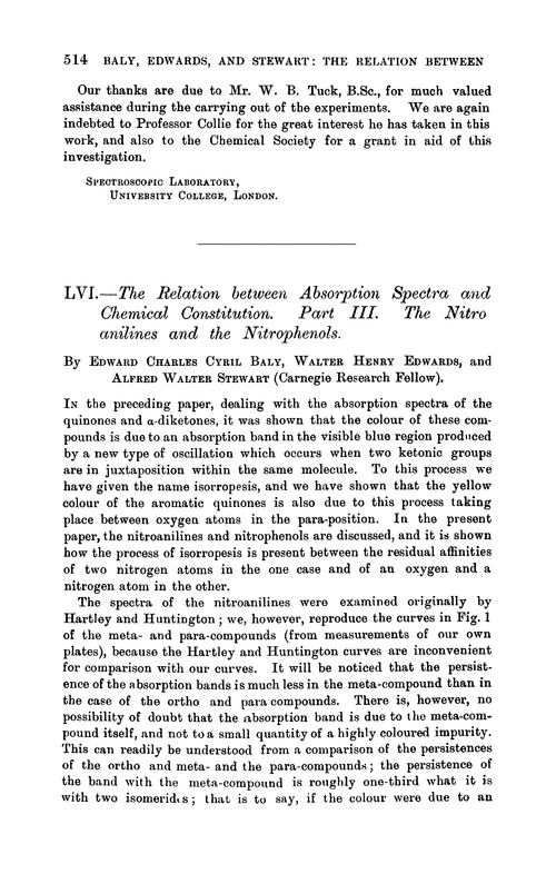 LVI.—The relation between absorption spectra and chemical constitution. Part III. The nitroanilines and the nitrophenols