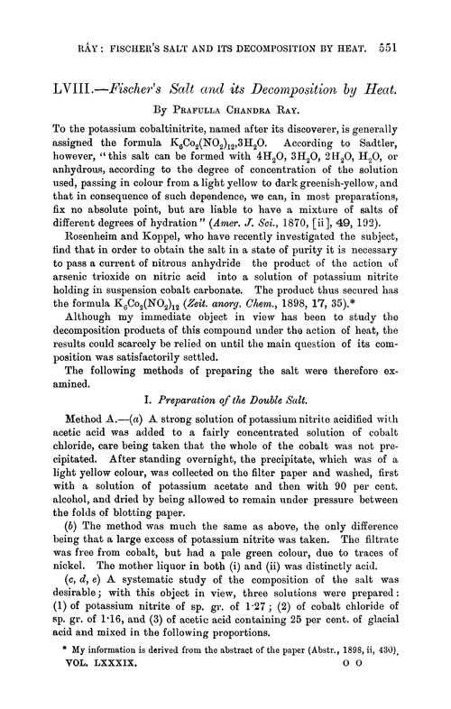 LVIII.—Fischer's salt and its decomposition by heat