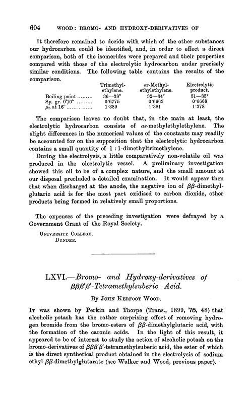 LXVI.—Bromo- and hydroxy-derivatives of βββ′β′-tetramethylsuberic acid