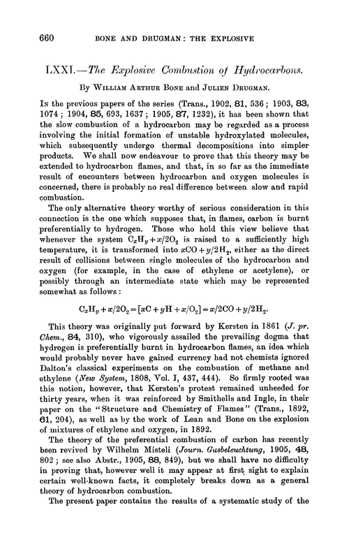 LXXI.—The explosive combustion of hydrocarbons