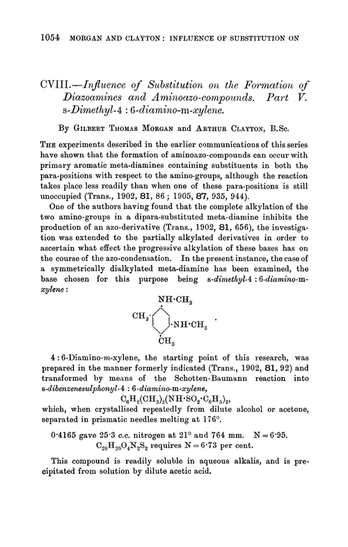 CVIII.—Influence of substitution on the formation of diazoamines and aminoazo-compounds. Part V. s-Dimethyl-4 : 6-diamino-m-xylene
