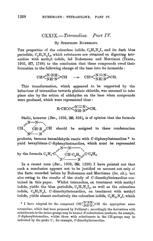 CXXIX.—Tetrazoline. Part IV