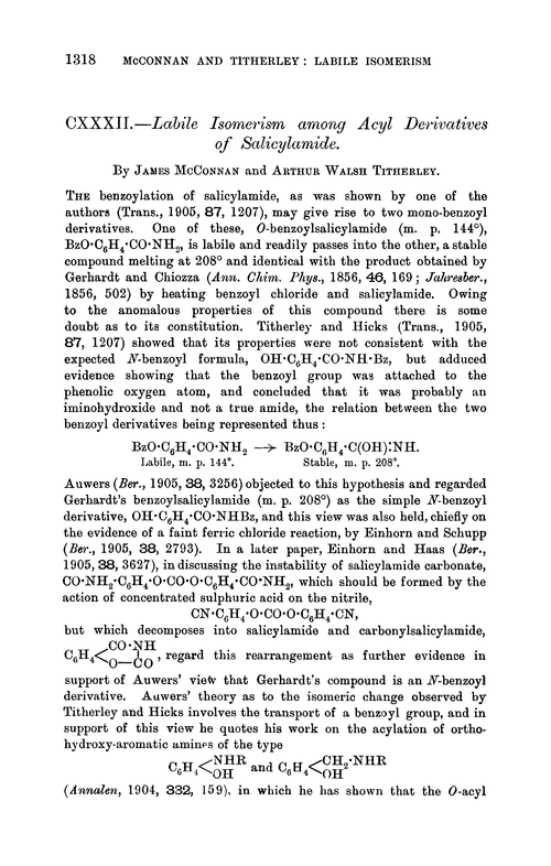 CXXXII.—Labile isomerism among acyl derivatives of salicylamide