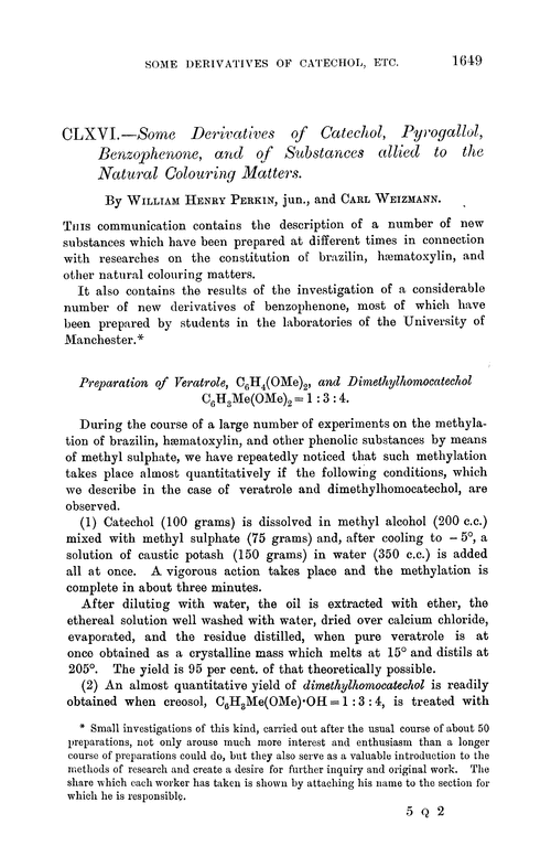 CLXVI.—Some derivatives of catechol, pyrogallol, benzophenone, and of substances allied to the natural colouring matters