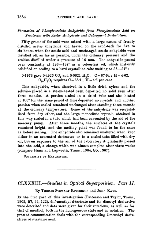 CLXXXIII.—Studies in optical superposition. Part II