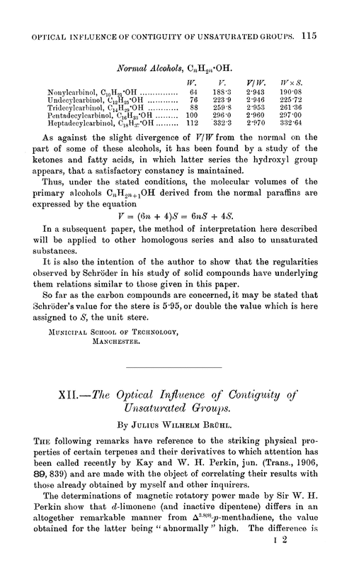 XII.—The optical influence of contiguity of unsaturated groups