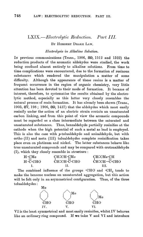 LXIX.—Electrolytic reduction. Part III