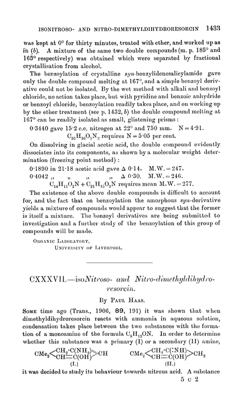CXXXVII.—isoNitroso- and nitro-dimethyldihydroresorcin