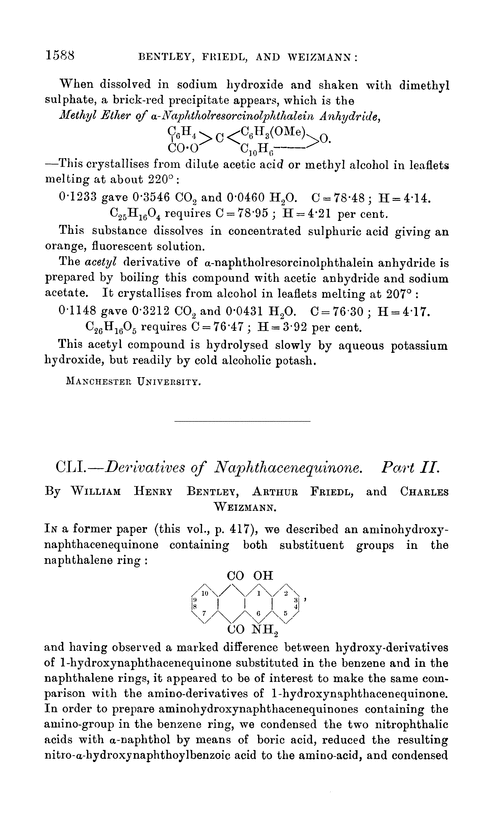 CLI.—Derivatives of naphthacenequinone. Part II